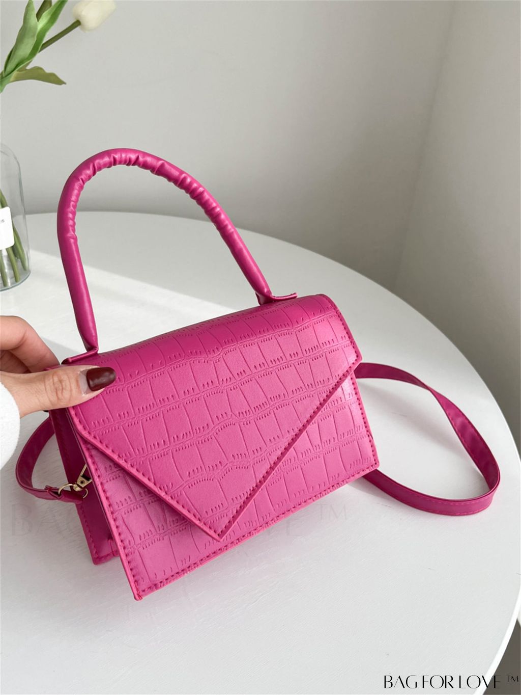 BagForLove - Crocodile Embossed Mini Flap Square Bag
