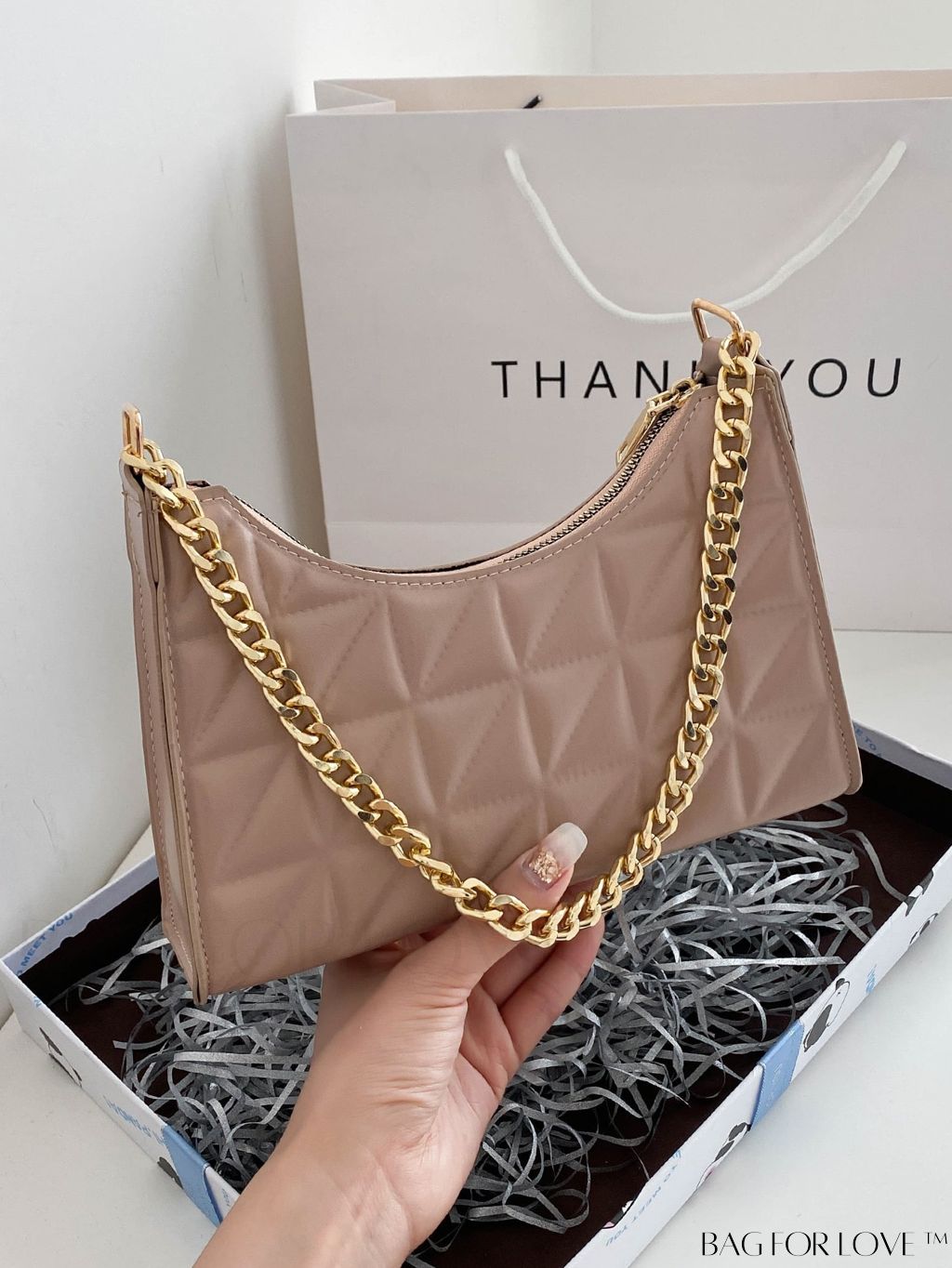 BagForLove - Chic Quilted Chain Baguette Purse