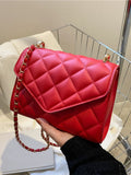 BagForLove - Compact Quilted Flap Shoulder Bag in Striking Neon Red