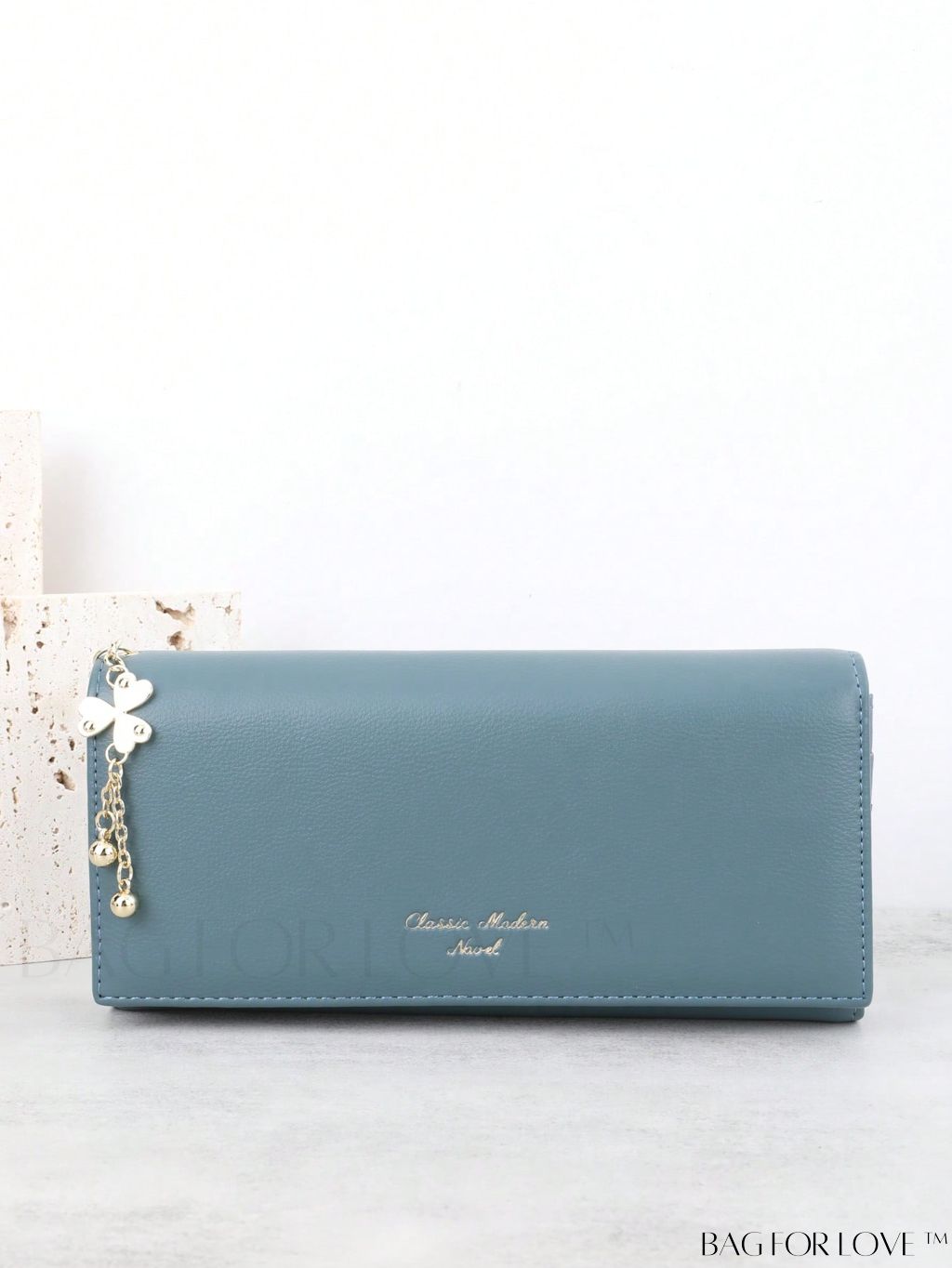 BagForLove - Stylish Long Wallet with Clover Decor and Letter Graphics