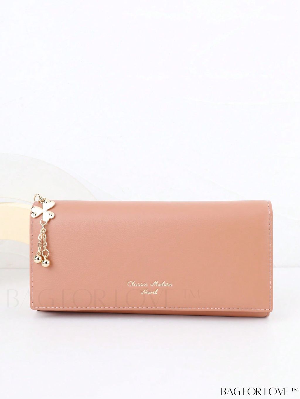 BagForLove - Stylish Long Wallet with Clover Decor and Letter Graphics