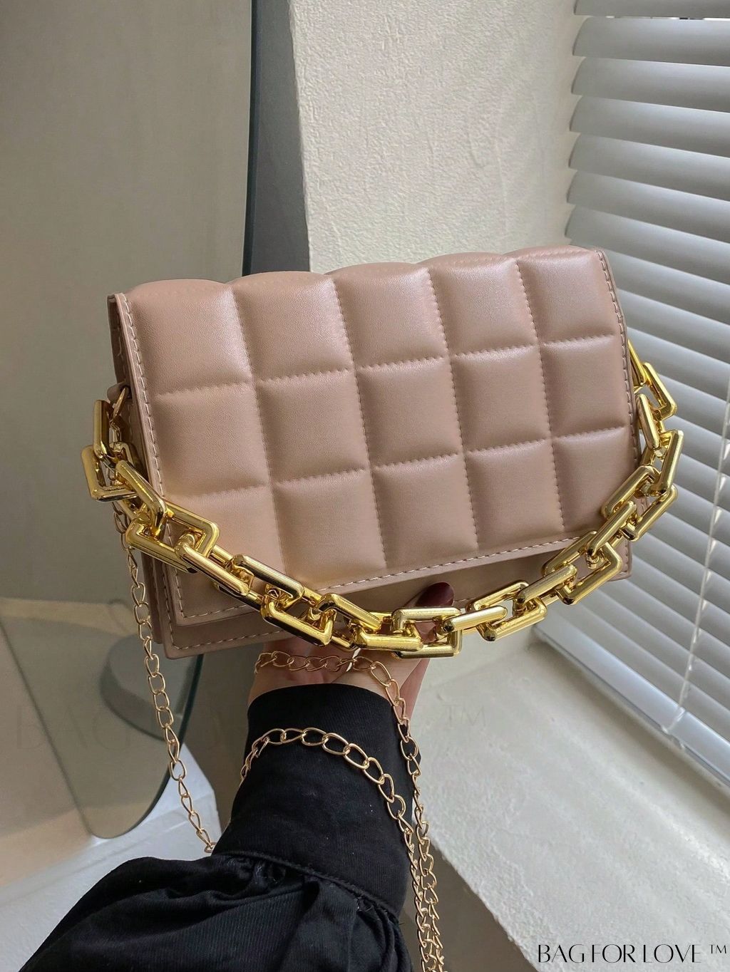 BagForLove - Compact Quilted Chain Square Bag with Subtle Detailing
