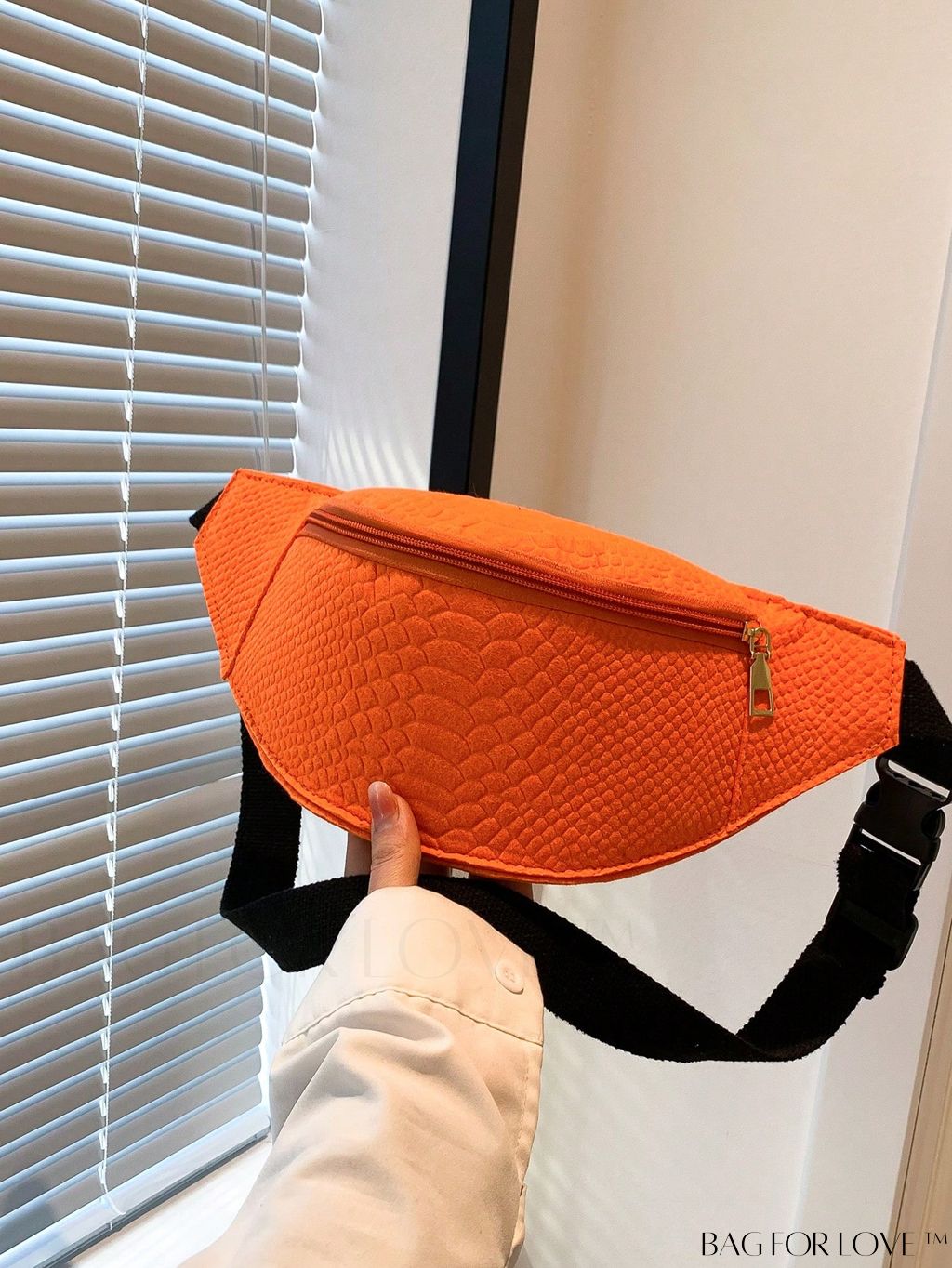 BagForLove - Orange Crocodile Embossed Fanny Pack: Stylish and Versatile Accessory