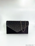 BagForLove - Compact Pleated Envelope Bag with Sparkling Rhinestone Embellishment
