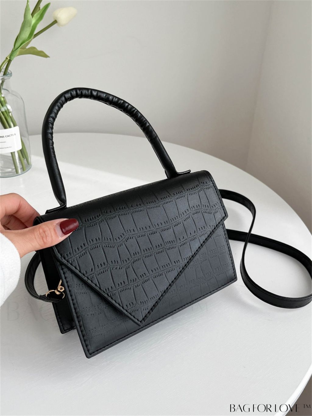 BagForLove - Crocodile Embossed Mini Flap Square Bag