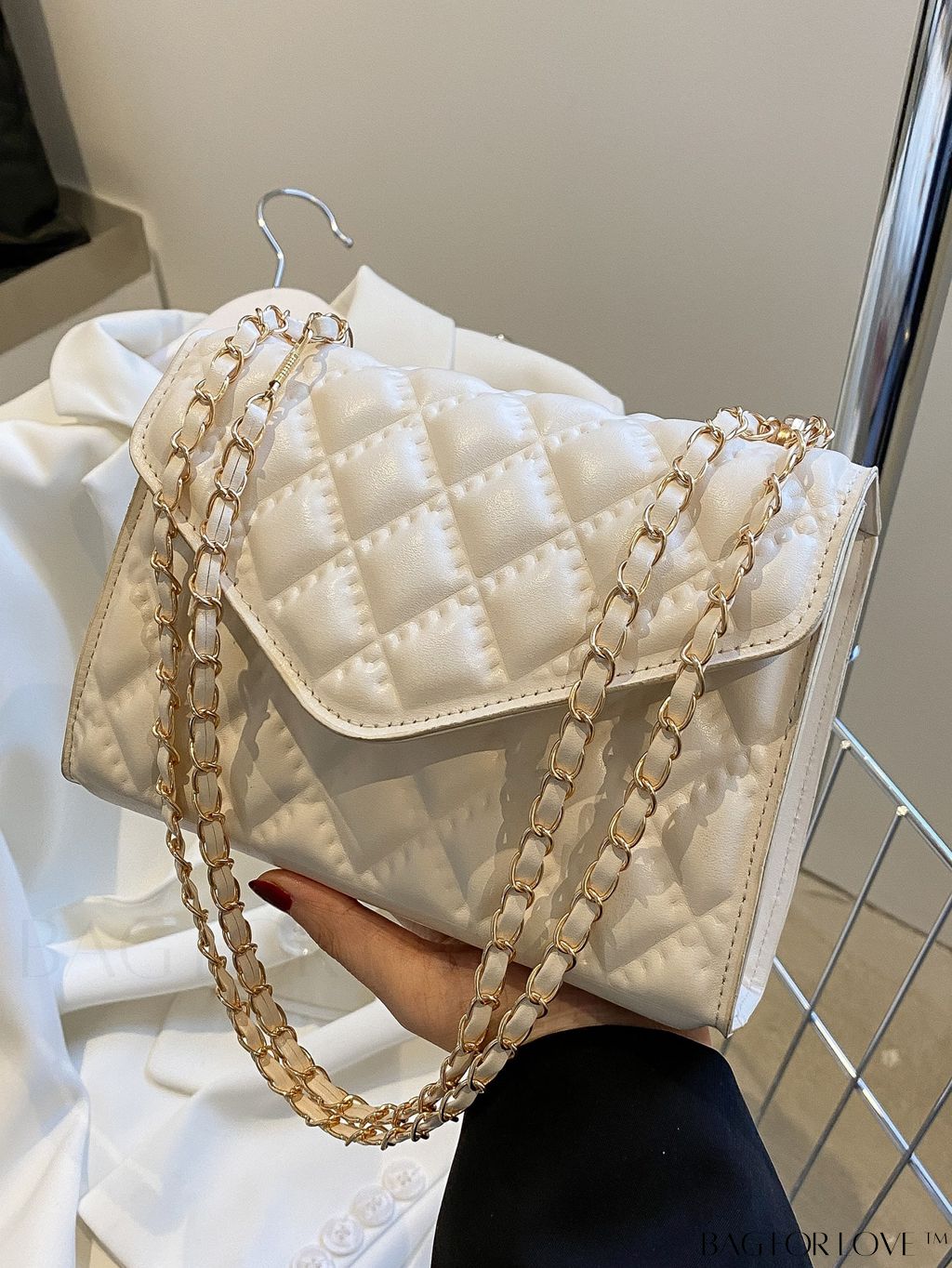 BagForLove - Compact Quilted Flap Shoulder Bag in Striking Neon Red