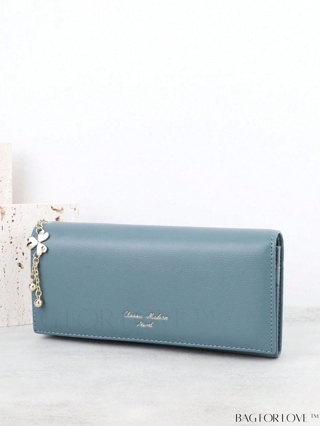 BagForLove - Stylish Long Wallet with Clover Decor and Letter Graphics