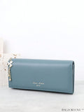 BagForLove - Stylish Long Wallet with Clover Decor and Letter Graphics