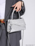 BagForLove - Funky Metallic Crocodile Embossed Mini Square Bag with Irregular Flap - PU Material