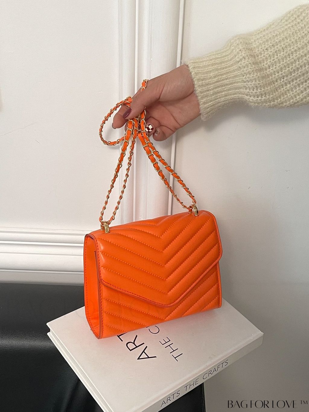 BagForLove - Compact Quilted Flap Shoulder Bag in Striking Neon Red