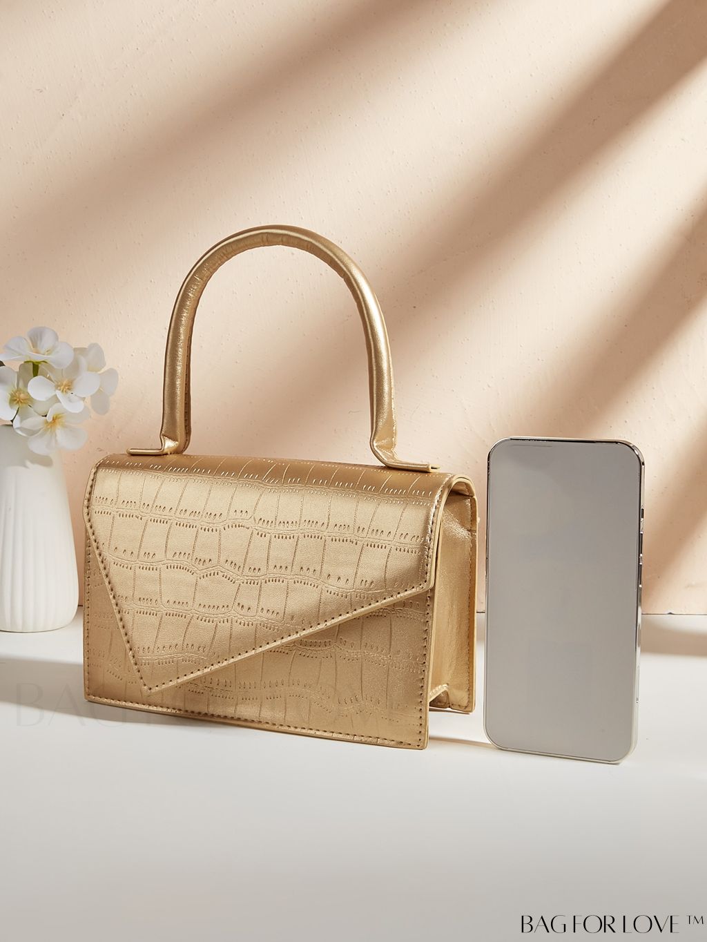 BagForLove - Crocodile Embossed Mini Flap Square Bag