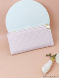 BagForLove - Stylish Pink Quilted Long Wallet with Zipper for Everyday Fashion