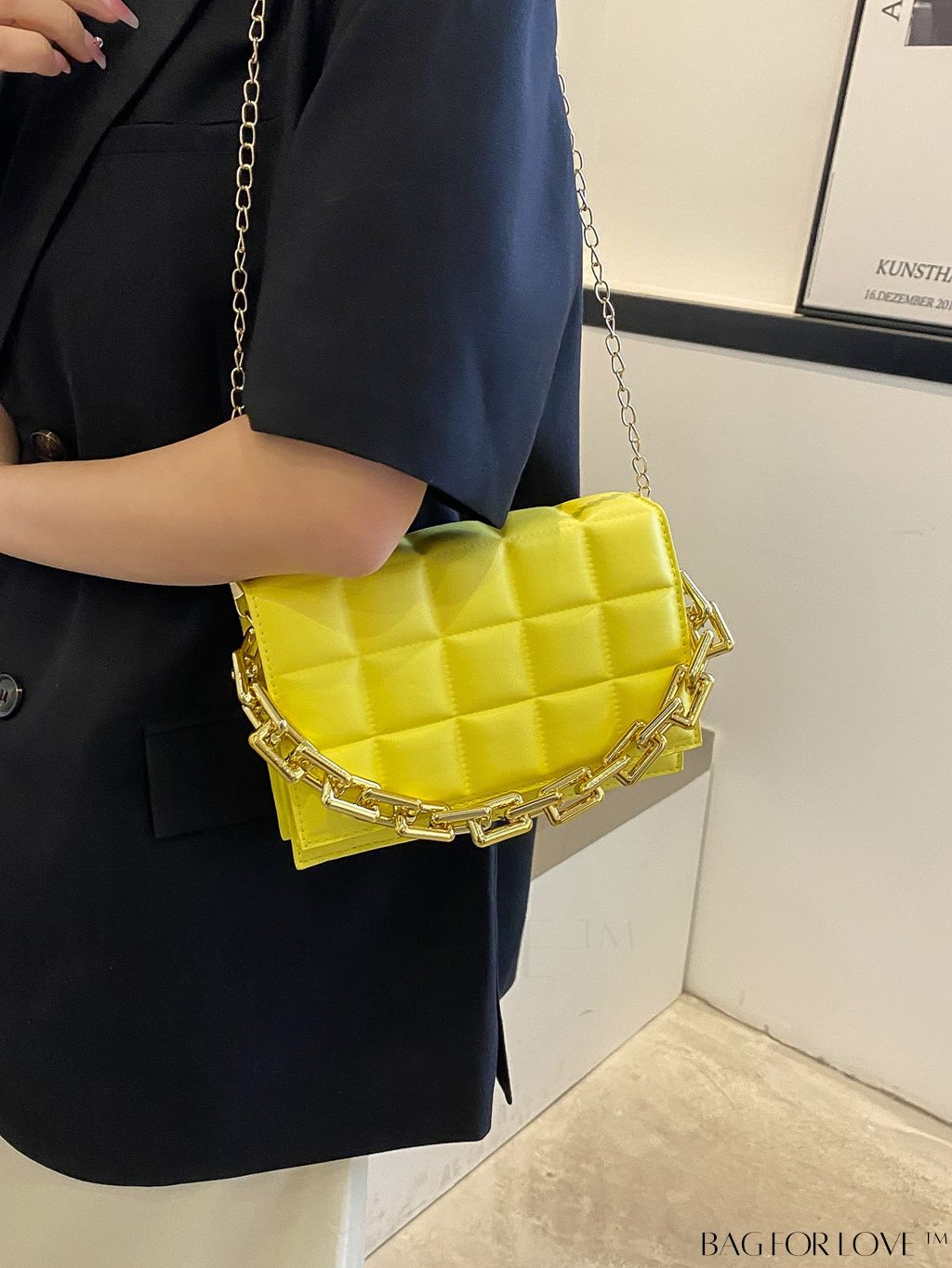 BagForLove - Compact Quilted Chain Square Bag with Subtle Detailing