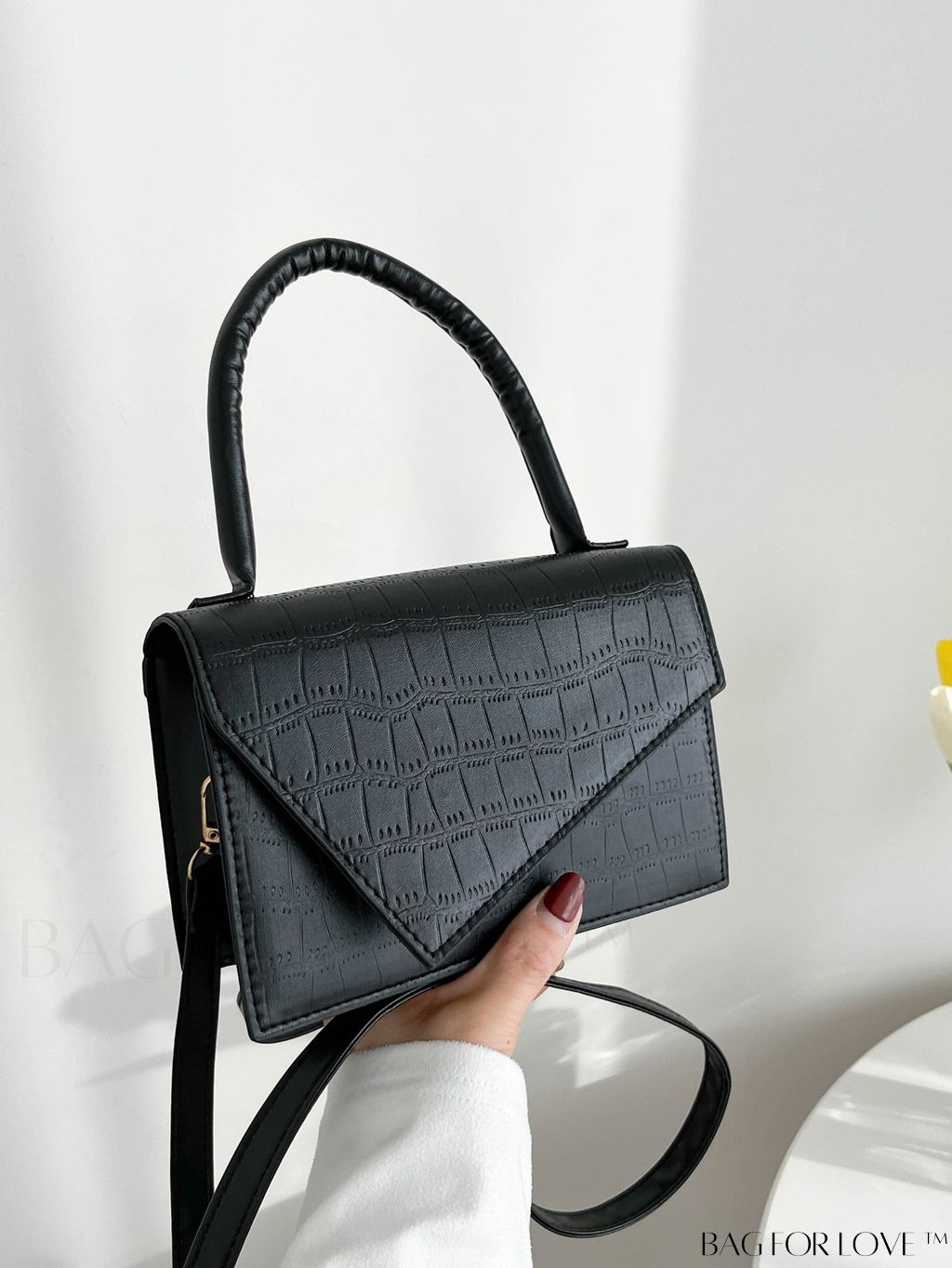 BagForLove - Crocodile Embossed Mini Flap Square Bag