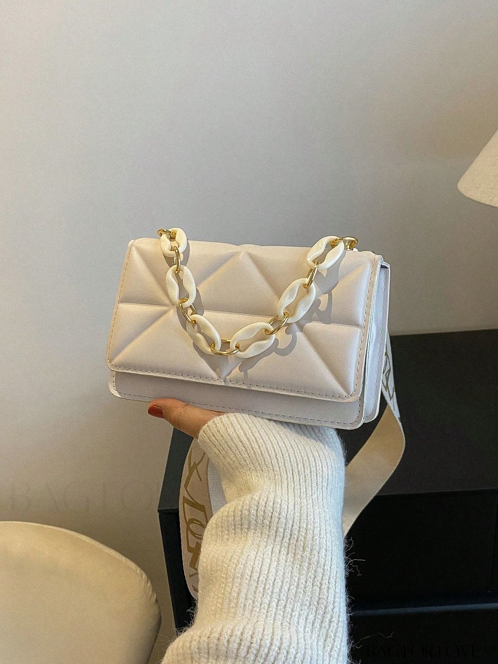 BagForLove - Compact Chain Flap Square Bag with Stylish Quilted Design