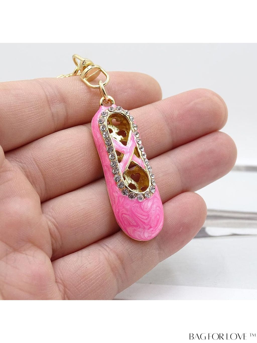 BagForLove - Rhinestone-Adorned Ballet Shoe Bag Charm: Stylish Key Chain for Elegant Appeal