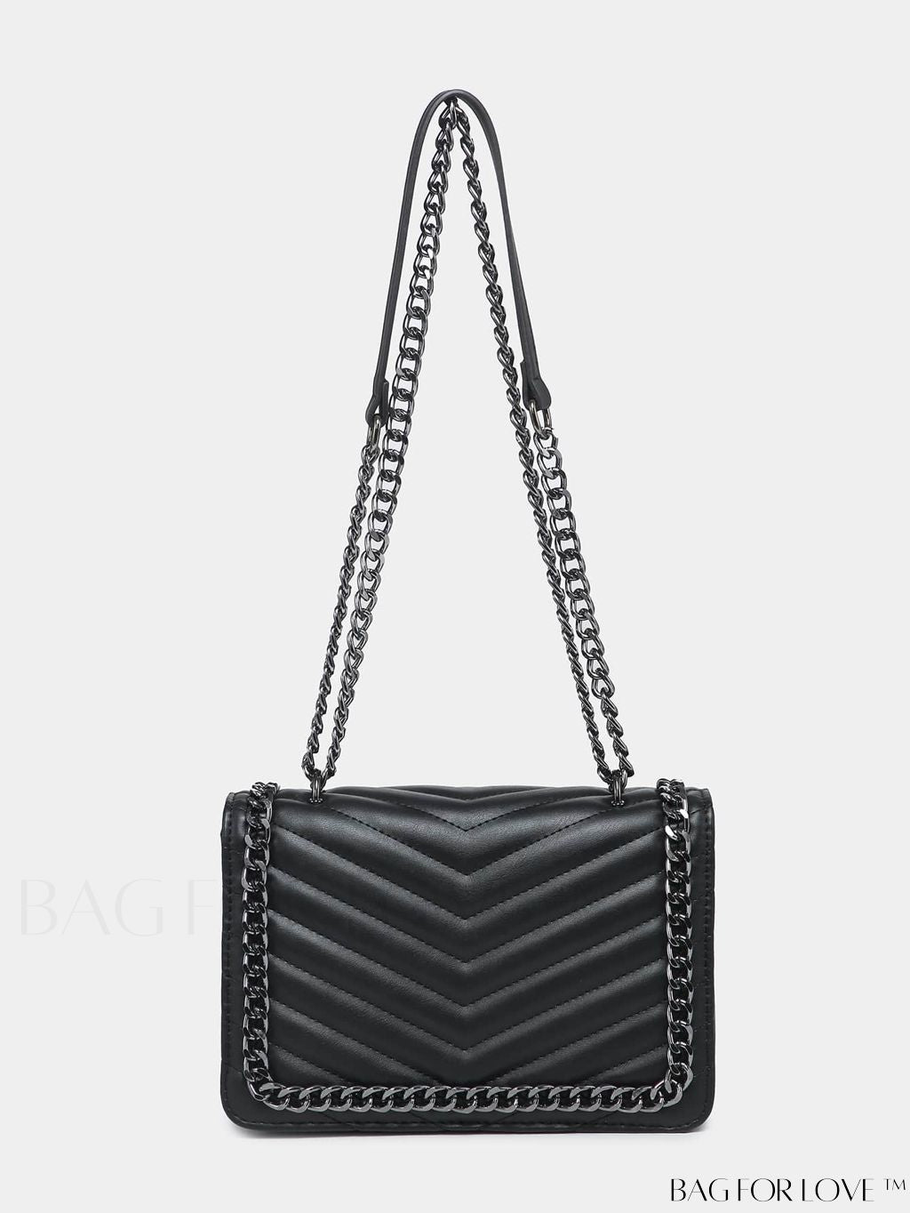 BagForLove - Chic Chevron Flap Square Bag with Chain Strap