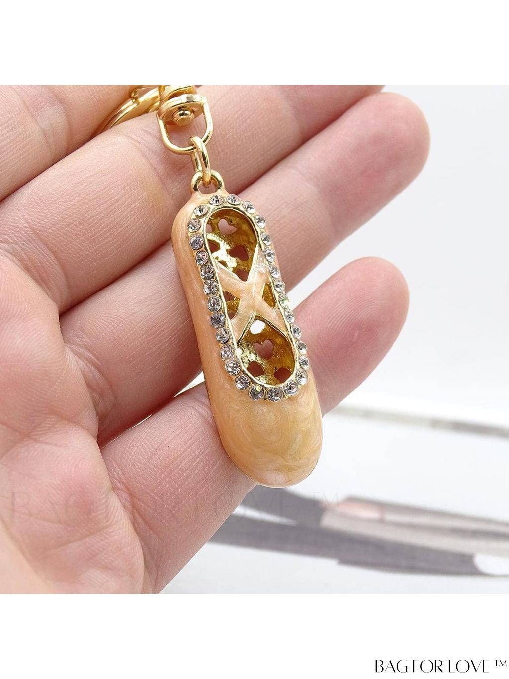 BagForLove - Rhinestone-Adorned Ballet Shoe Bag Charm: Stylish Key Chain for Elegant Appeal