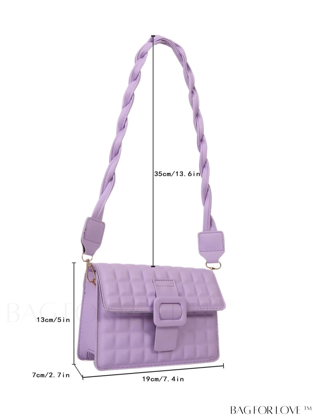 BagForLove - Compact Quilted Square Bag with Elegant Buckle Flap
