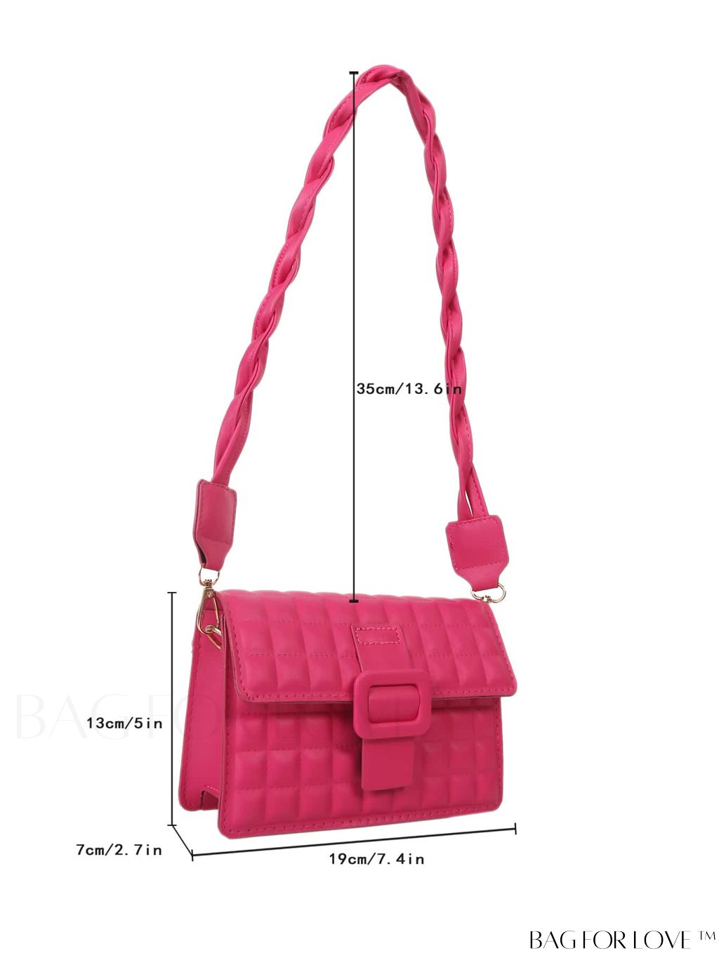 BagForLove - Compact Quilted Square Bag with Elegant Buckle Flap