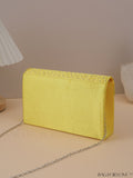 BagForLove - Compact Pleated Envelope Bag with Sparkling Rhinestone Embellishment