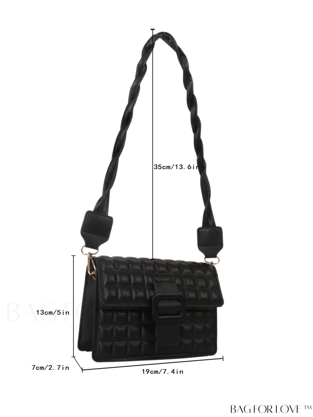 BagForLove - Compact Quilted Square Bag with Elegant Buckle Flap