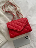 BagForLove - Compact Quilted Flap Shoulder Bag in Striking Neon Red