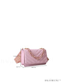 BagForLove - Chic Chevron Quilted Mini Square Bag with Metallic Finish and Chain Detail Flap