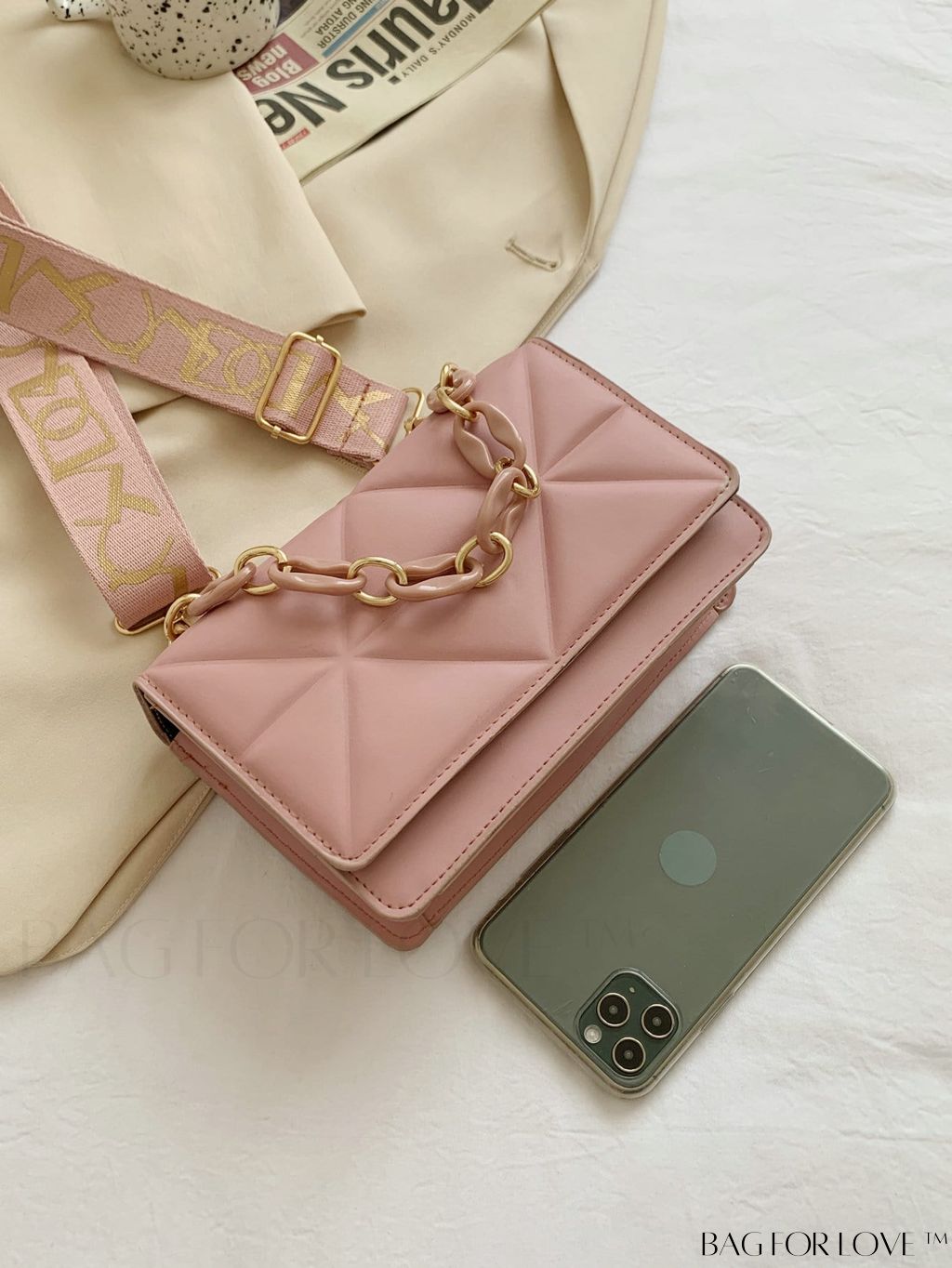 BagForLove - Compact Chain Flap Square Bag with Stylish Quilted Design