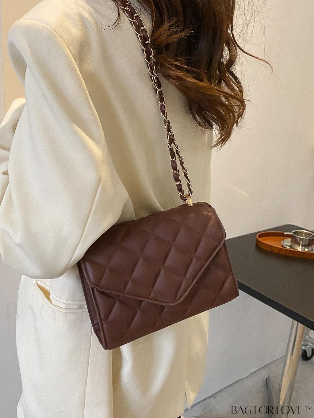 BagForLove - Compact Quilted Flap Shoulder Bag in Striking Neon Red