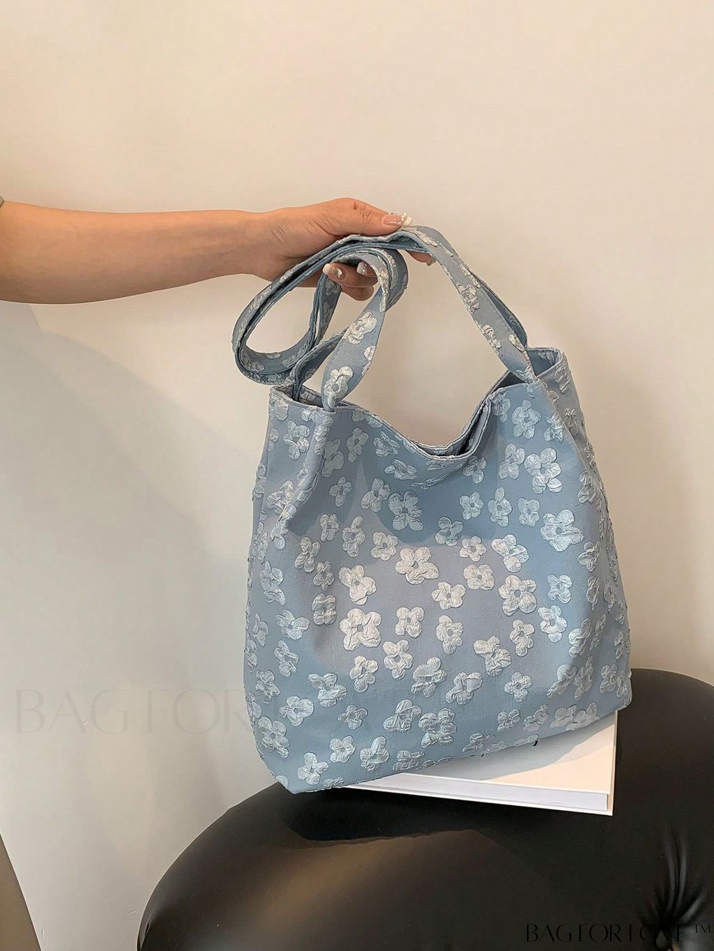BagForLove - Stylish Jacquard Shopper Bag with Floral Design