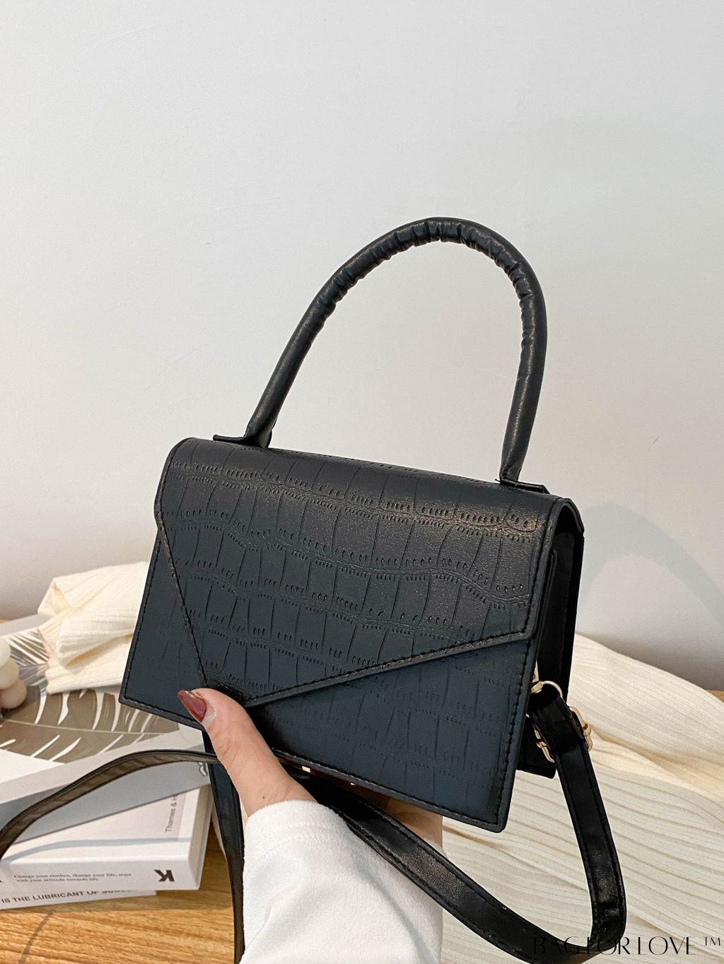 BagForLove - Crocodile Embossed Mini Flap Square Bag