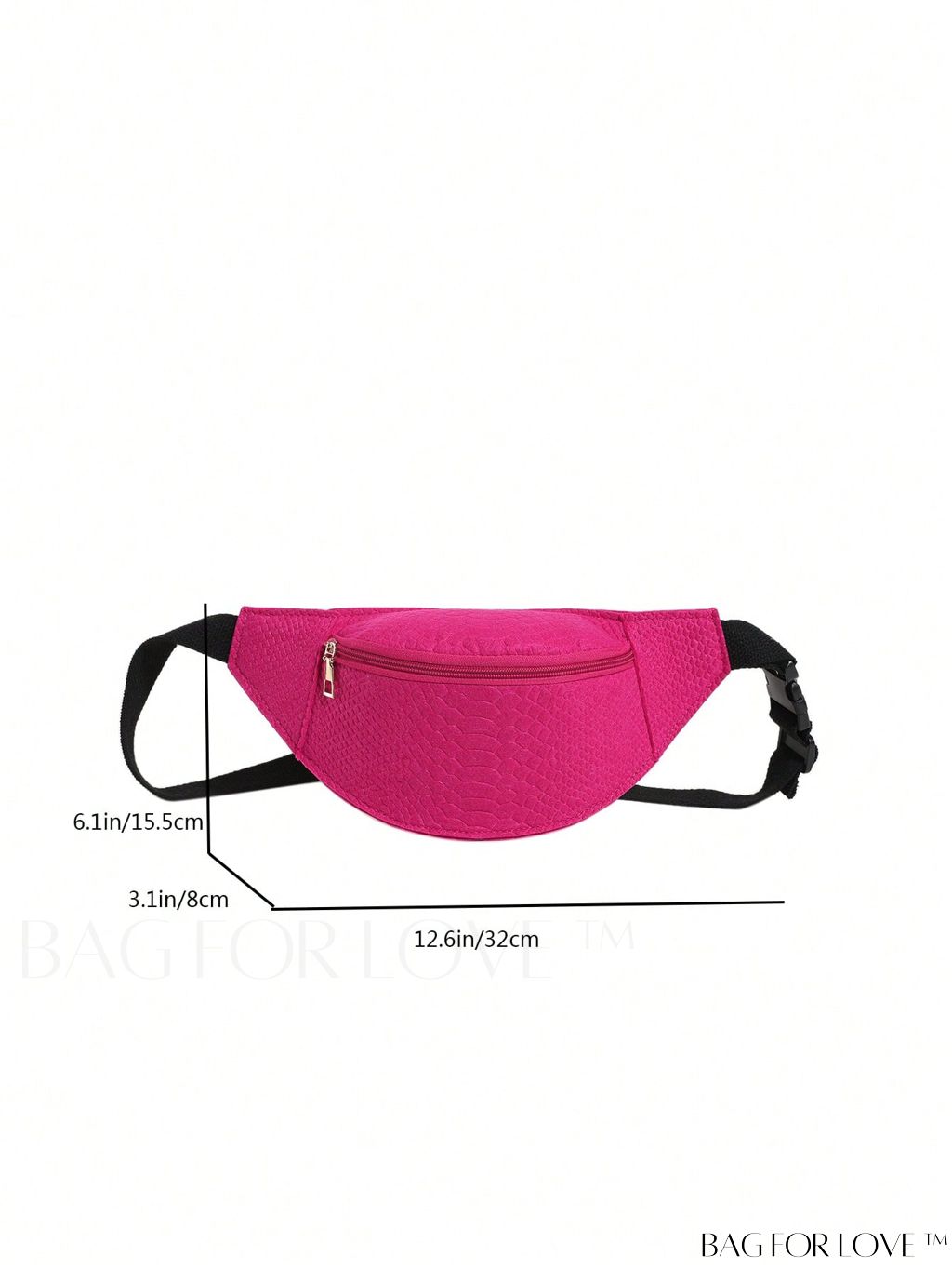 BagForLove - Black Crocodile-Embossed Minimalist Fanny Pack