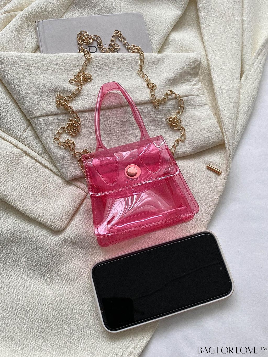 BagForLove - Stylish Red Transparent Crossbody Bag for Women