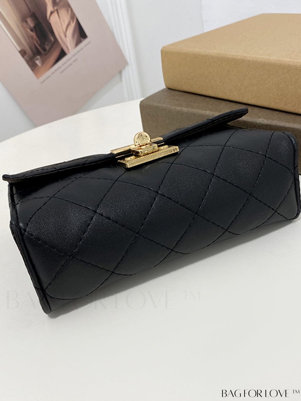 BagForLove - Mini Quilted Flap Chain Bag, Rhombus Embossed Shoulder Bag: Womens Artificial Leather Crossbody Purse