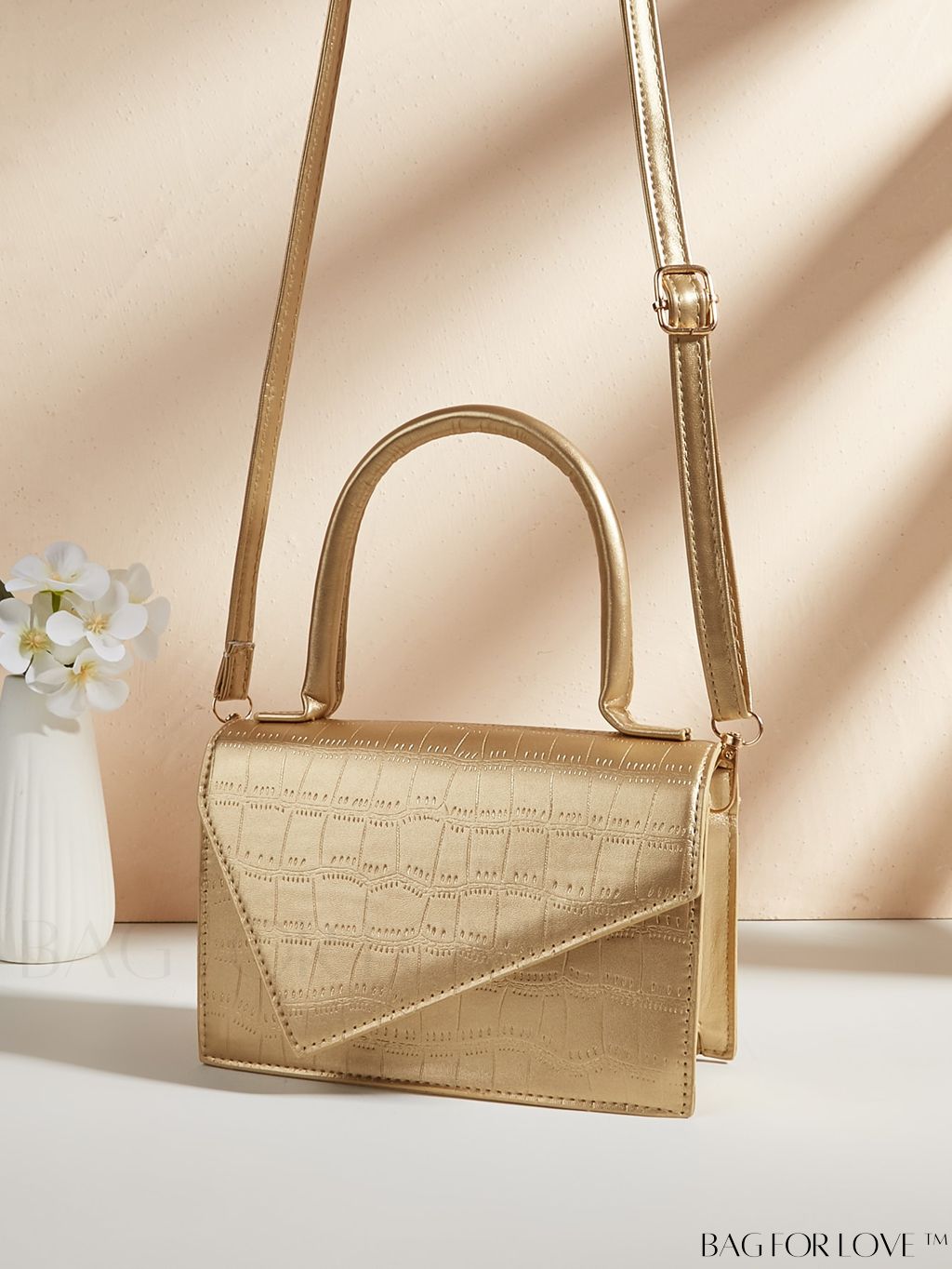 BagForLove - Crocodile Embossed Mini Flap Square Bag