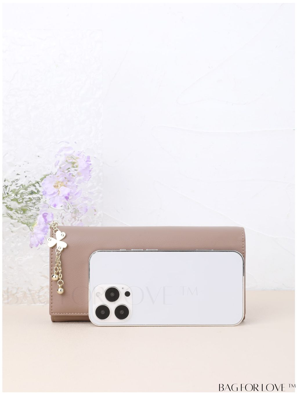 BagForLove - Stylish Long Wallet with Clover Decor and Letter Graphics