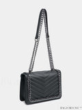 BagForLove - Chic Chevron Flap Square Bag with Chain Strap