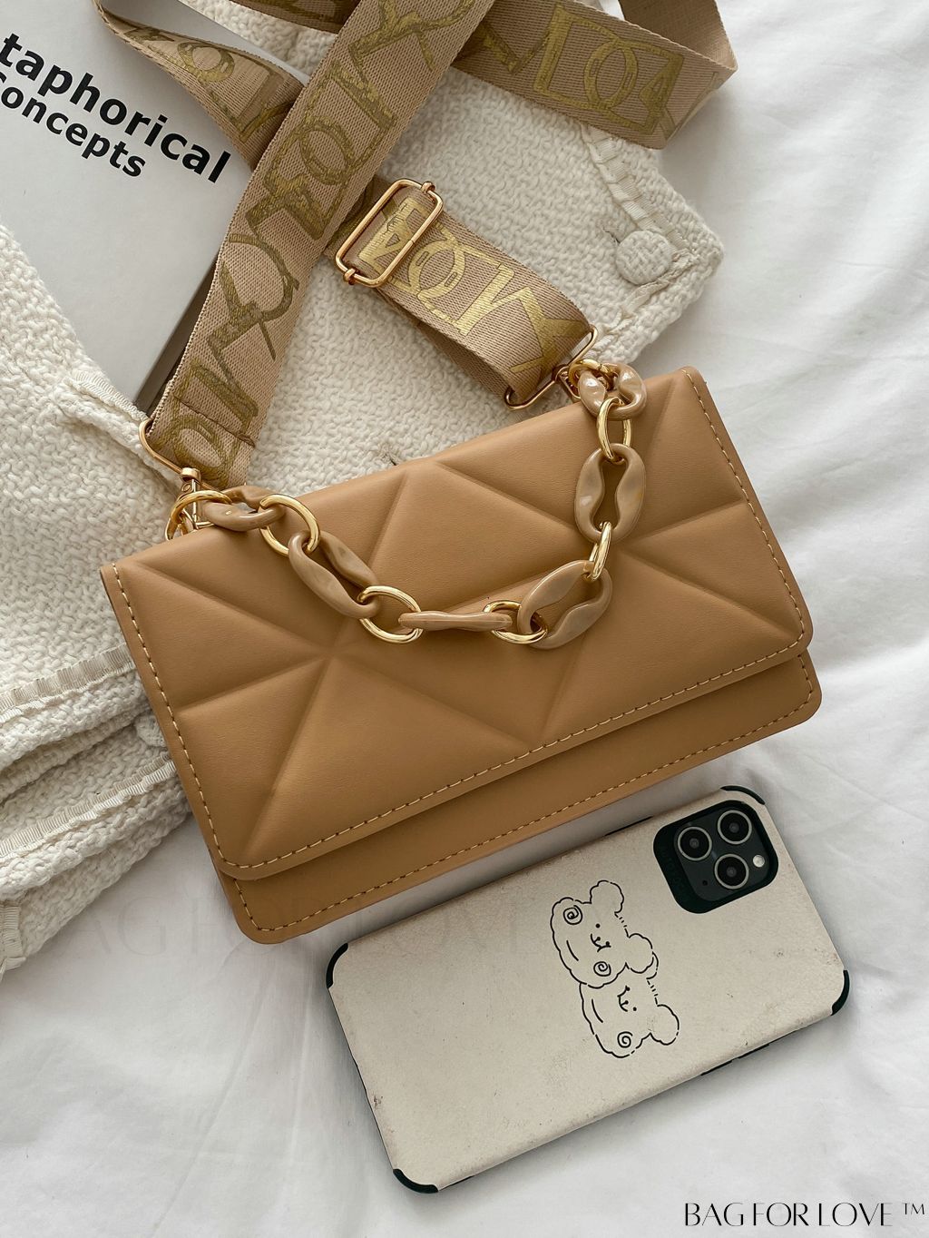 BagForLove - Compact Chain Flap Square Bag with Stylish Quilted Design