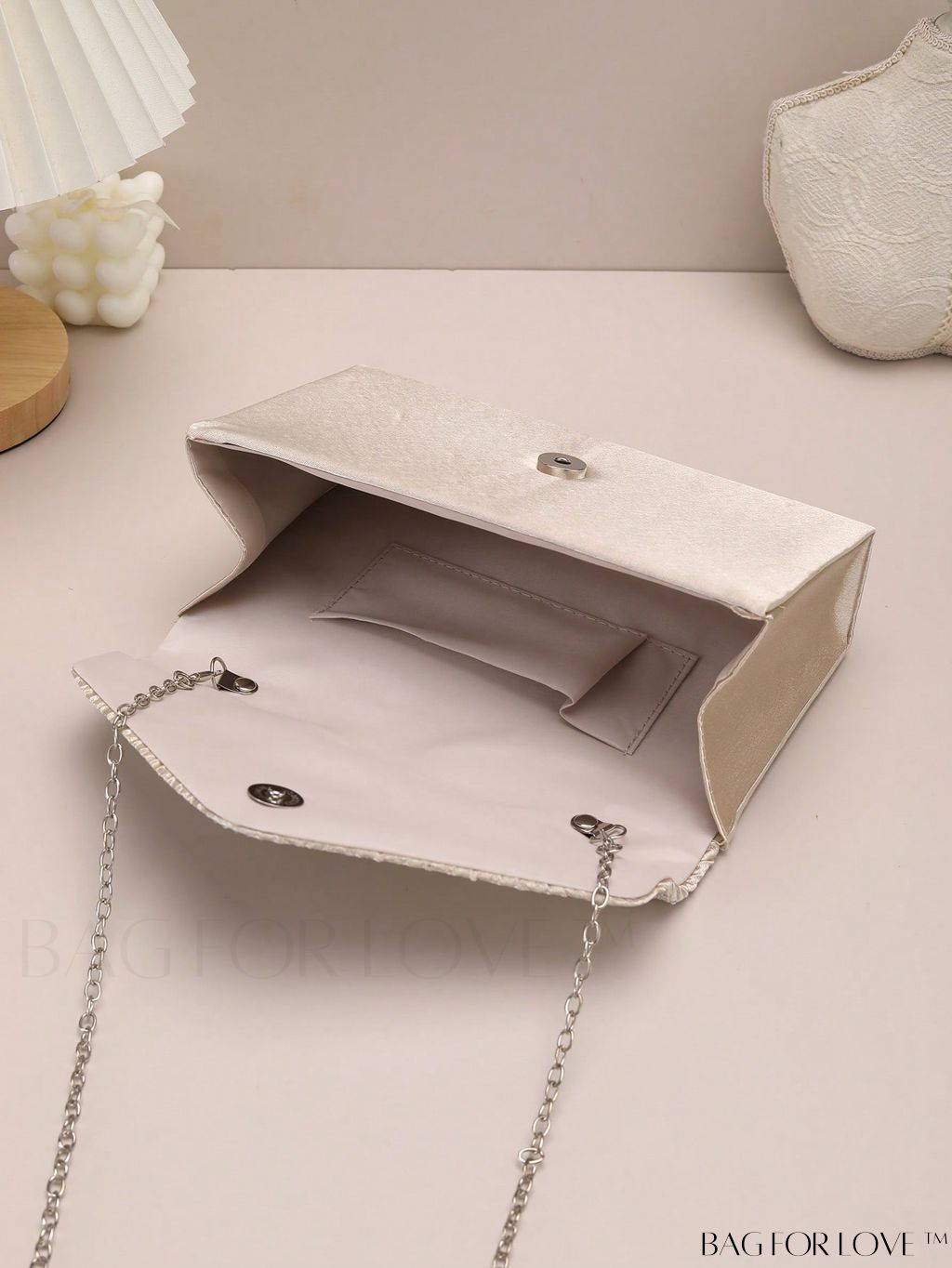 BagForLove - Compact Pleated Envelope Bag with Sparkling Rhinestone Embellishment