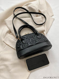BagForLove - Stylish Geometric Clamshell Bag with Dual Handles and Adjustable Crossbody/Handheld Strap
