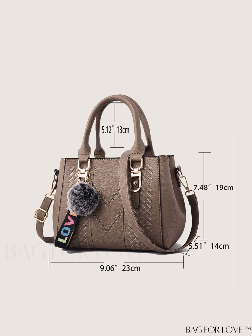 BagForLove - Embroidered Square Bag with Pom Pom Decor, Trendy PU Crossbody Satchel for Women, Mothers Day Gift