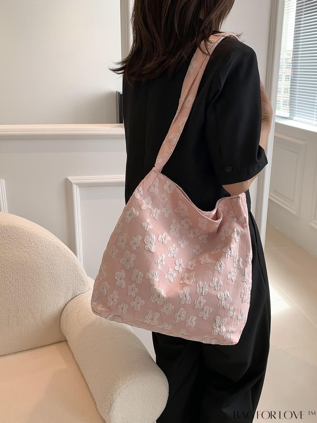 BagForLove - Stylish Jacquard Shopper Bag with Floral Design