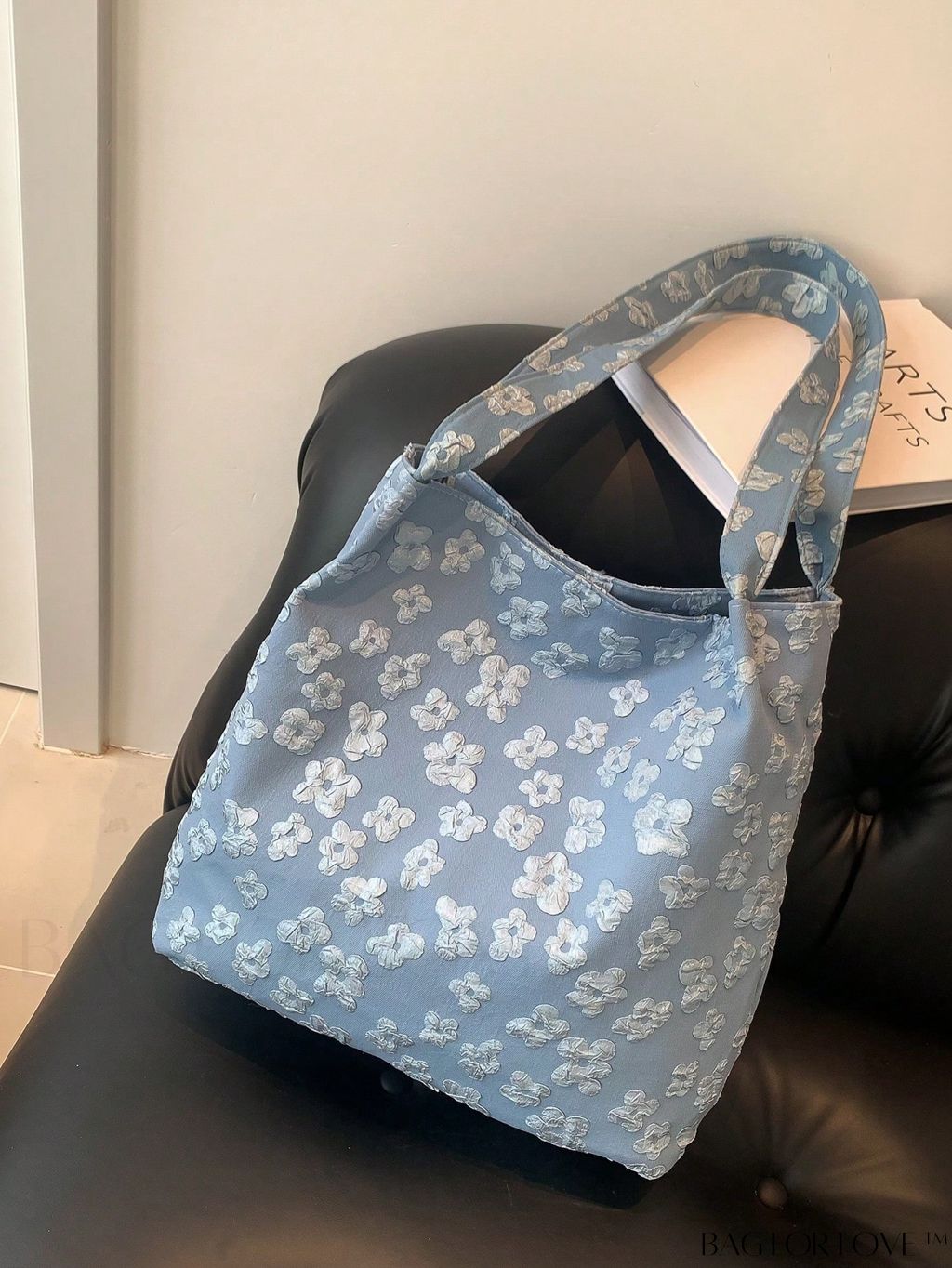 BagForLove - Stylish Jacquard Shopper Bag with Floral Design
