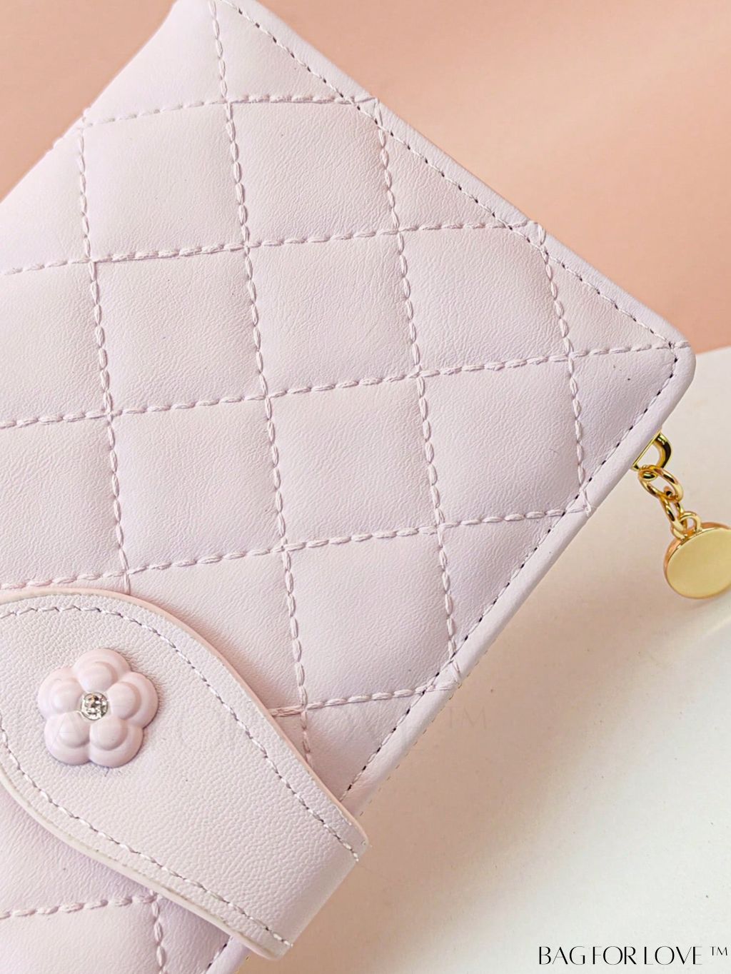 BagForLove - Stylish Pink Quilted Long Wallet with Zipper for Everyday Fashion