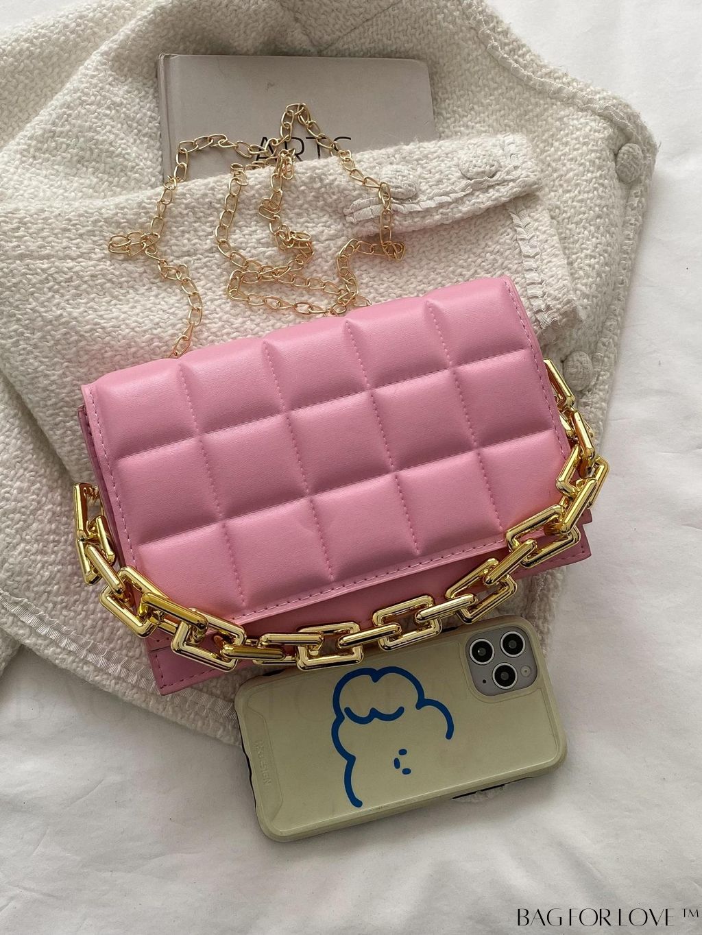 BagForLove - Compact Quilted Chain Square Bag with Subtle Detailing