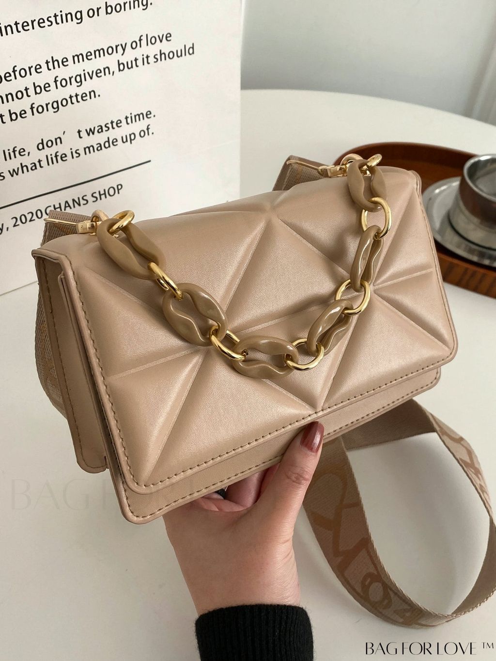 BagForLove - Compact Chain Flap Square Bag with Stylish Quilted Design