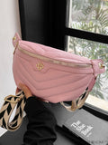 BagForLove - Stylish Chevron Fanny Pack with Metal Zipper Detail and PU Material