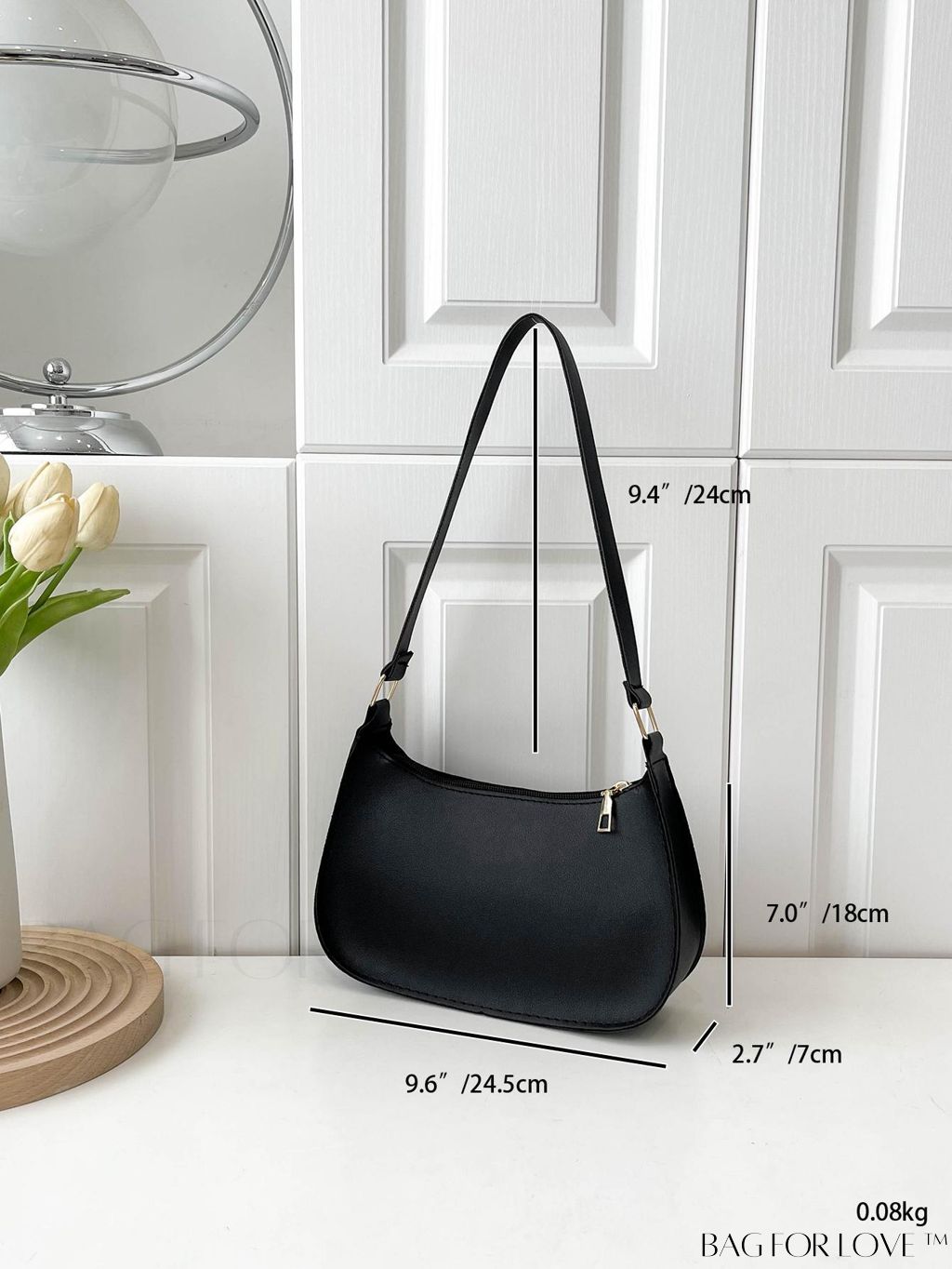 BagForLove - Refined Small Hobo Bag: Minimalist Elegance in Solid Color