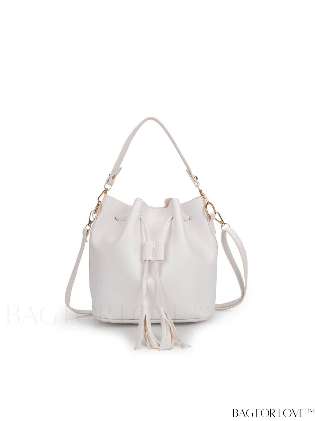 BagForLove - Stylish Drawstring Bucket Bag with Tassel Decor - Medium Size